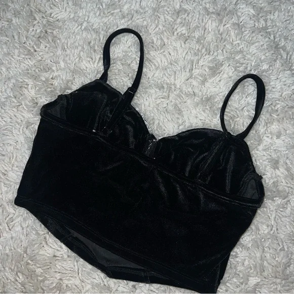 Black velvet bustier top - Picture 5 of 5